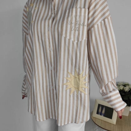 Camisa de rayas con bordados - Chiachio Moda
